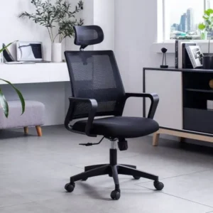 Monsoon Highgrove black mesh ergonomic office chair with headrest