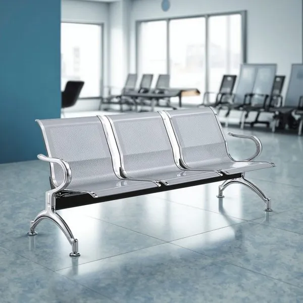 Monsoon Merrivale 3-Seater Office Waiting Bench, Silver Kenya - Image 2