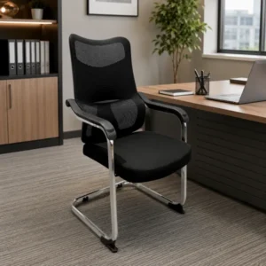Monsoon Oakridge black mesh visitor office chair with lumbar support