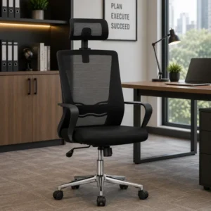 Monsoon Riverton black mesh desk chair with headrest