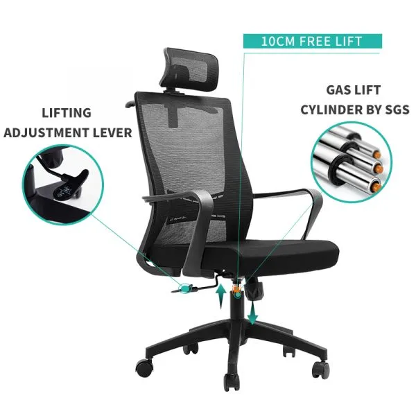 Monsoon Riverton Mesh Desk Chair with Headrest, Black Kenya - Image 3
