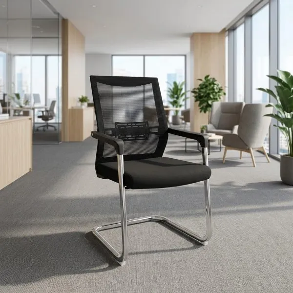 Monsoon Wellington Mesh Cantilever Visitor Chair, Black Kenya - Image 2