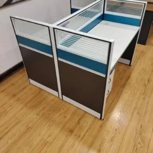 Two-person office workstation with privacy partition panels