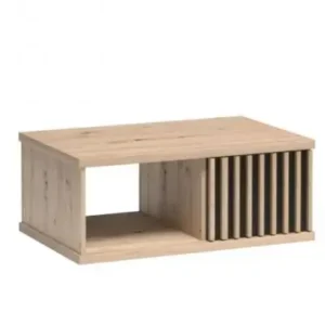 Aimy Artisan oak slatted storage coffee table with open shelf