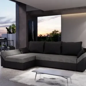 ANNELIES grey and black corner sofa with adjustable headrests