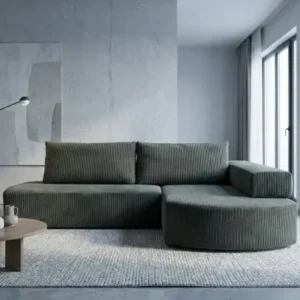 ARABELLA grey right corner sleeper sofa with textured fabric Kenya