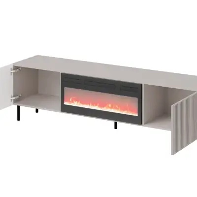 181cm Beige Fluted Fireplace TV Stand Kenya - Image 2