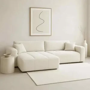 BELLORA beige left corner sofa with rounded armrests Kenya