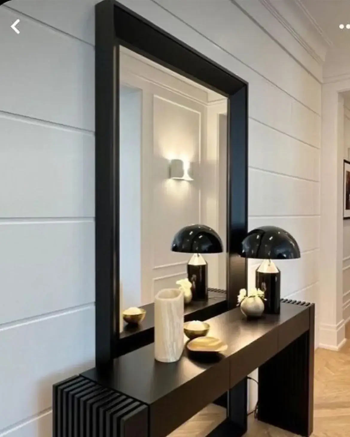 Black Ribbed Console Set with Rectangular Mirror Kenya - Image 3