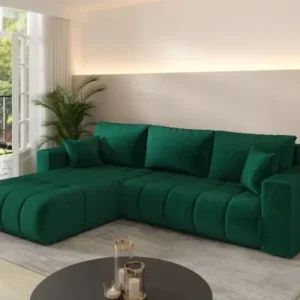 Borea green left-hand sleeper sectional sofa