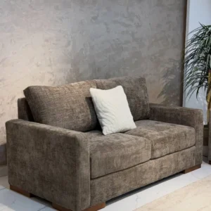 Brown fabric 2-seater sofa from matching 2+2+2 sofa set