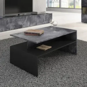 Bryce grey and black coffee table with open lower storage shelf