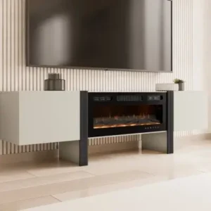200cm cashmere and black TV stand with integrated fireplace