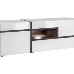 CELINE white TV cabinet with wood-look recess