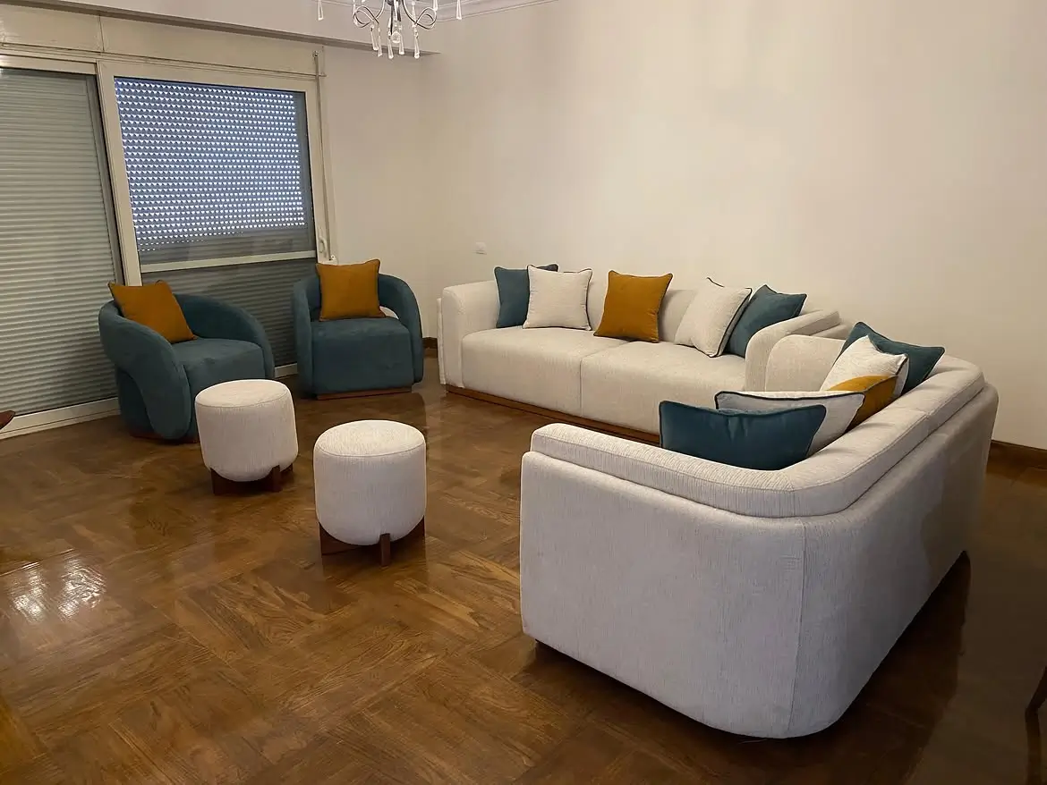 Cream 3 Seater Sofa with Rounded Arms Kenya - Image 2
