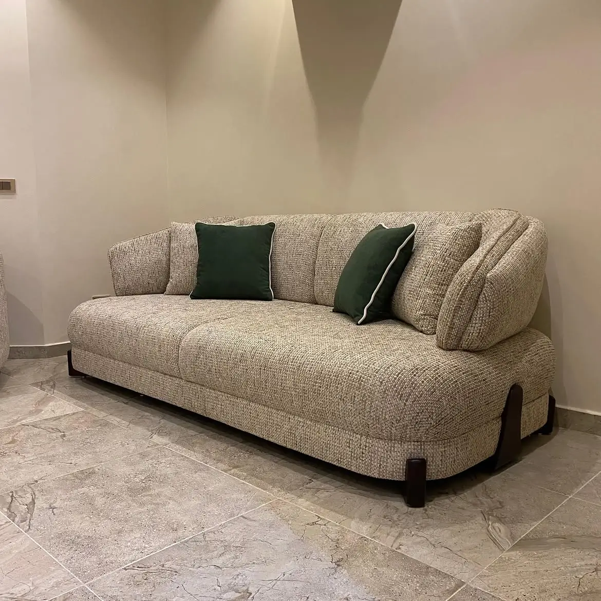 3-2-1-1 Textured Sofa with Green Cushions Kenya - Image 3
