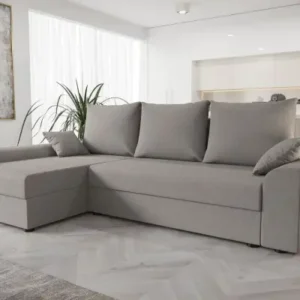 Dagmar light grey fabric sleeper sectional sofa