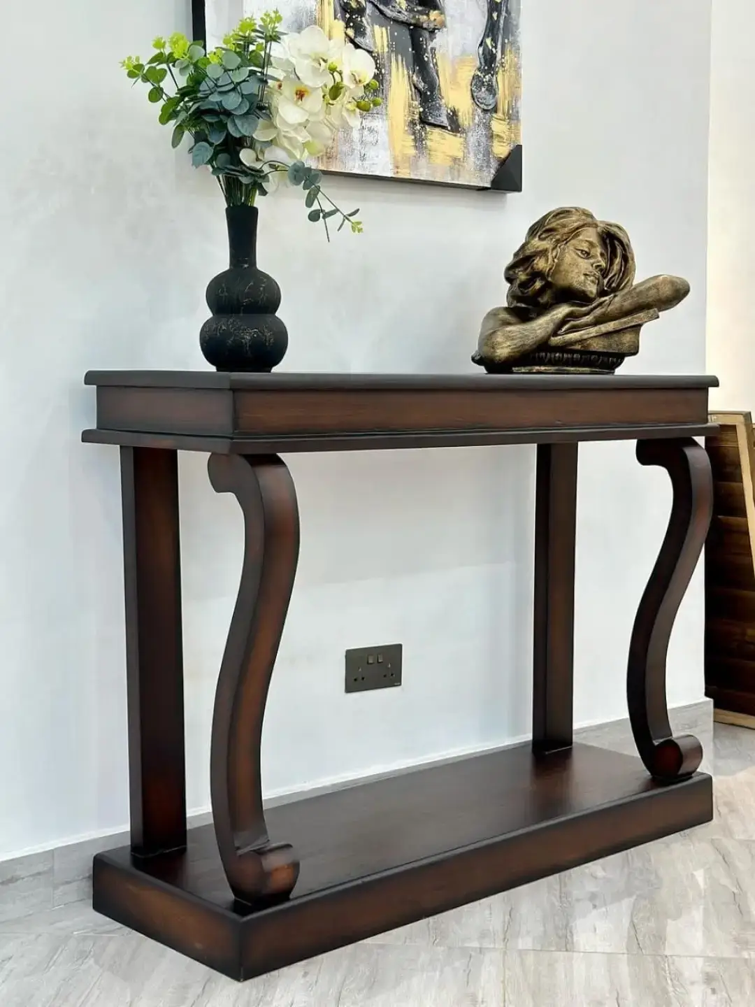 Dark Wood Curved-Leg Console Table Kenya - Image 2