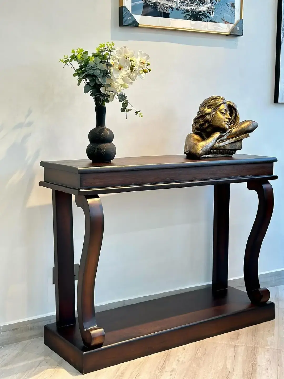 Dark Wood Curved-Leg Console Table Kenya - Image 3
