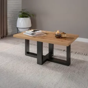 DENALI Wotan oak coffee table with black metal base