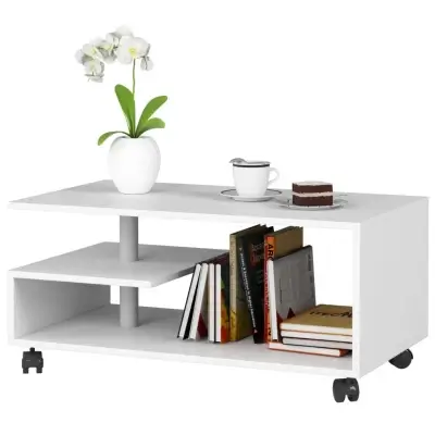 EMERION White Coffee Table on Wheels Kenya - Image 2