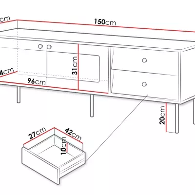 FORNEY White 150 cm Fluted Glass TV Unit Kenya - Image 4