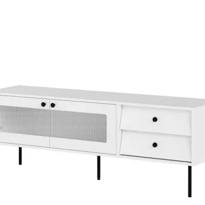FORNEY White 150 cm Fluted Glass TV Unit Kenya - Image 2