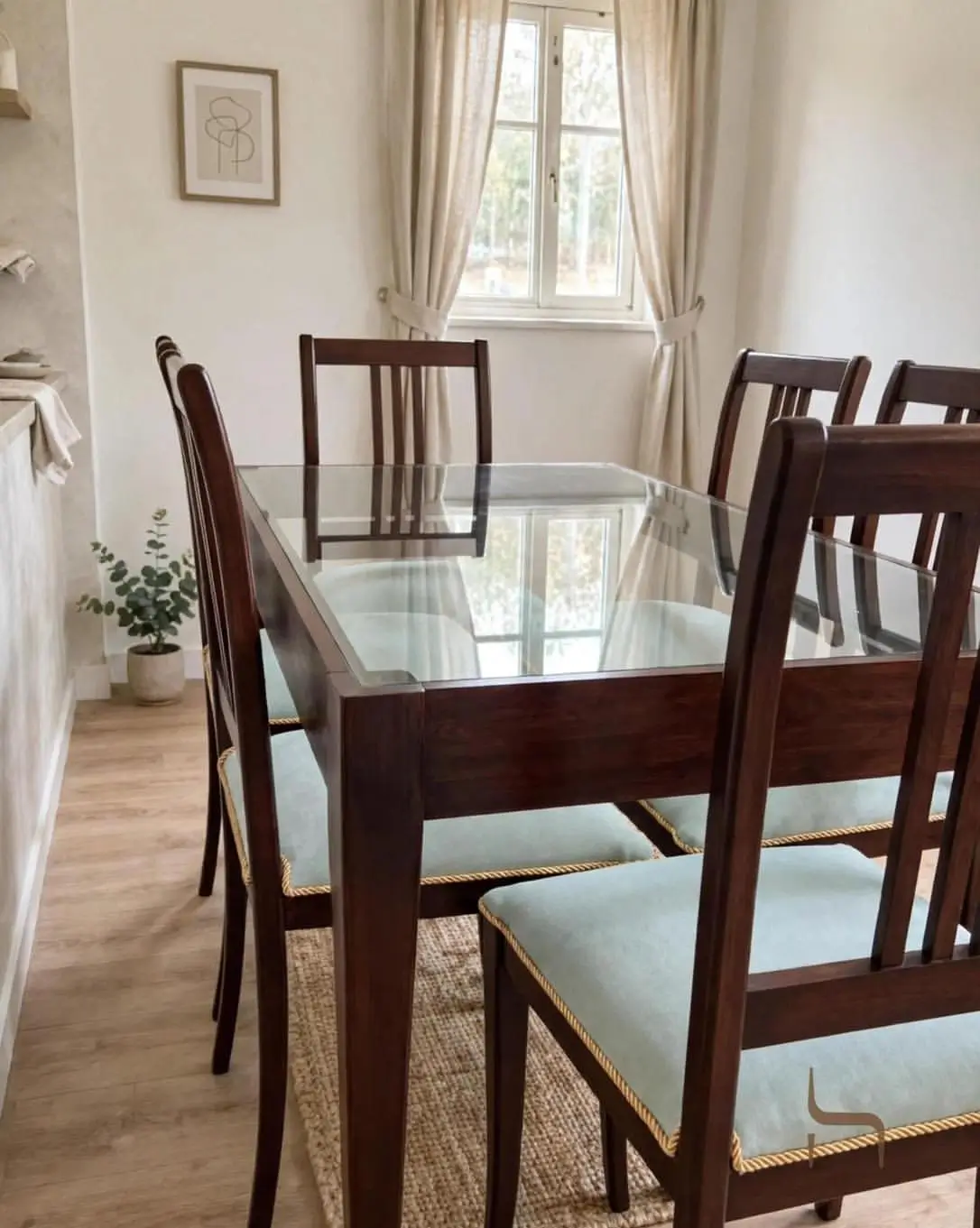6 seater glass dining set with high-back upholstered chairs in Kenya