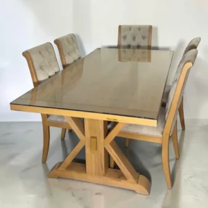 6 seater glass dining set with tufted upholstered chairs in Kenya