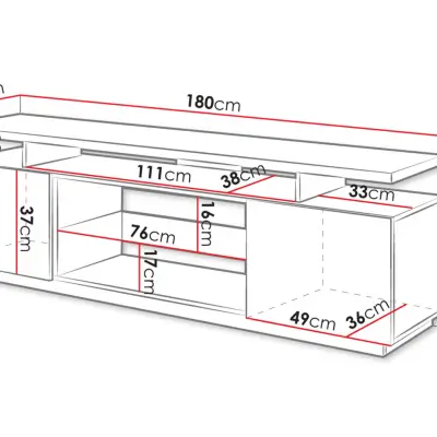 180cm Graphite Gloss TV Stand with Storage Kenya - Image 3