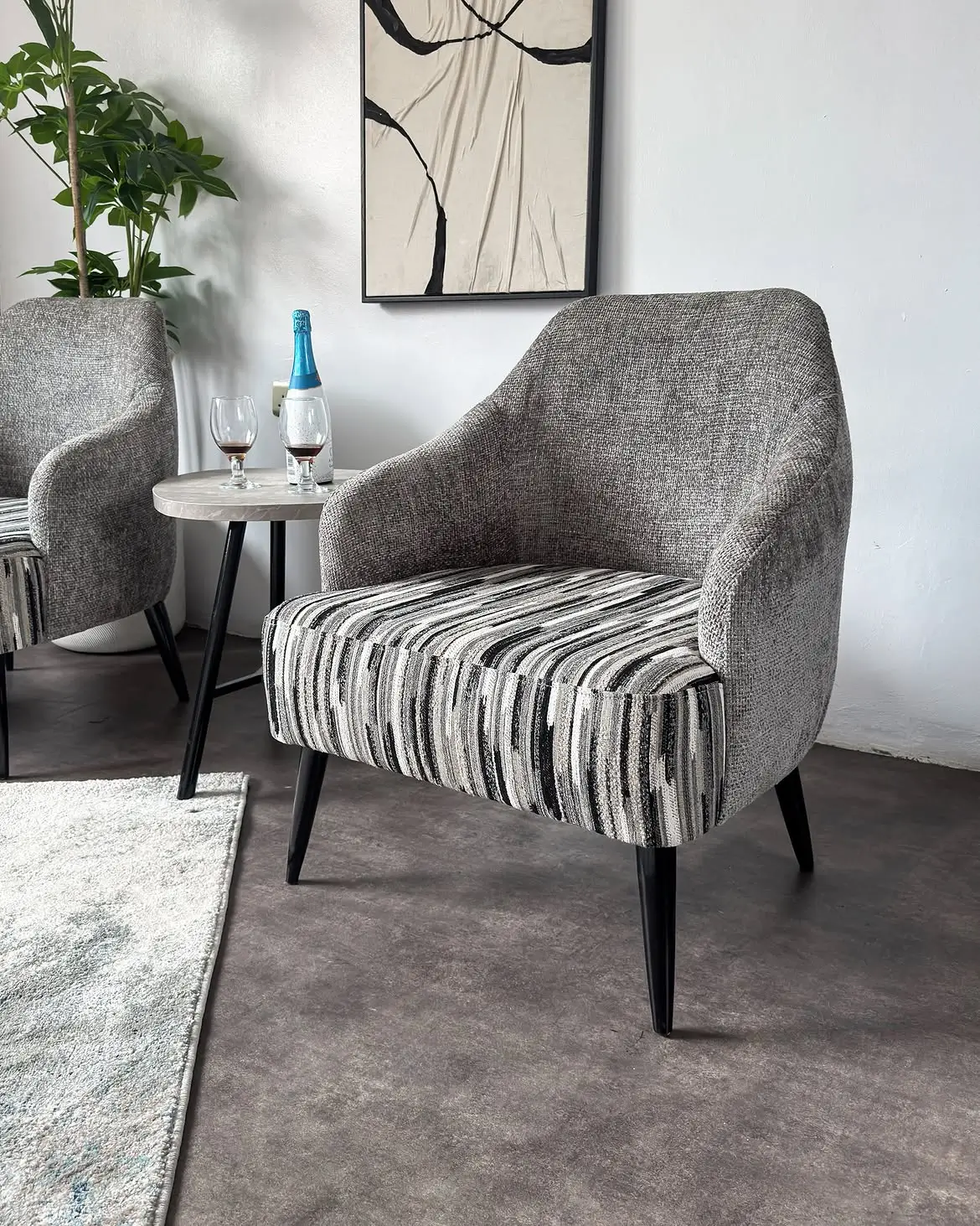 Grey Striped Accent Chair Kenya - Image 2