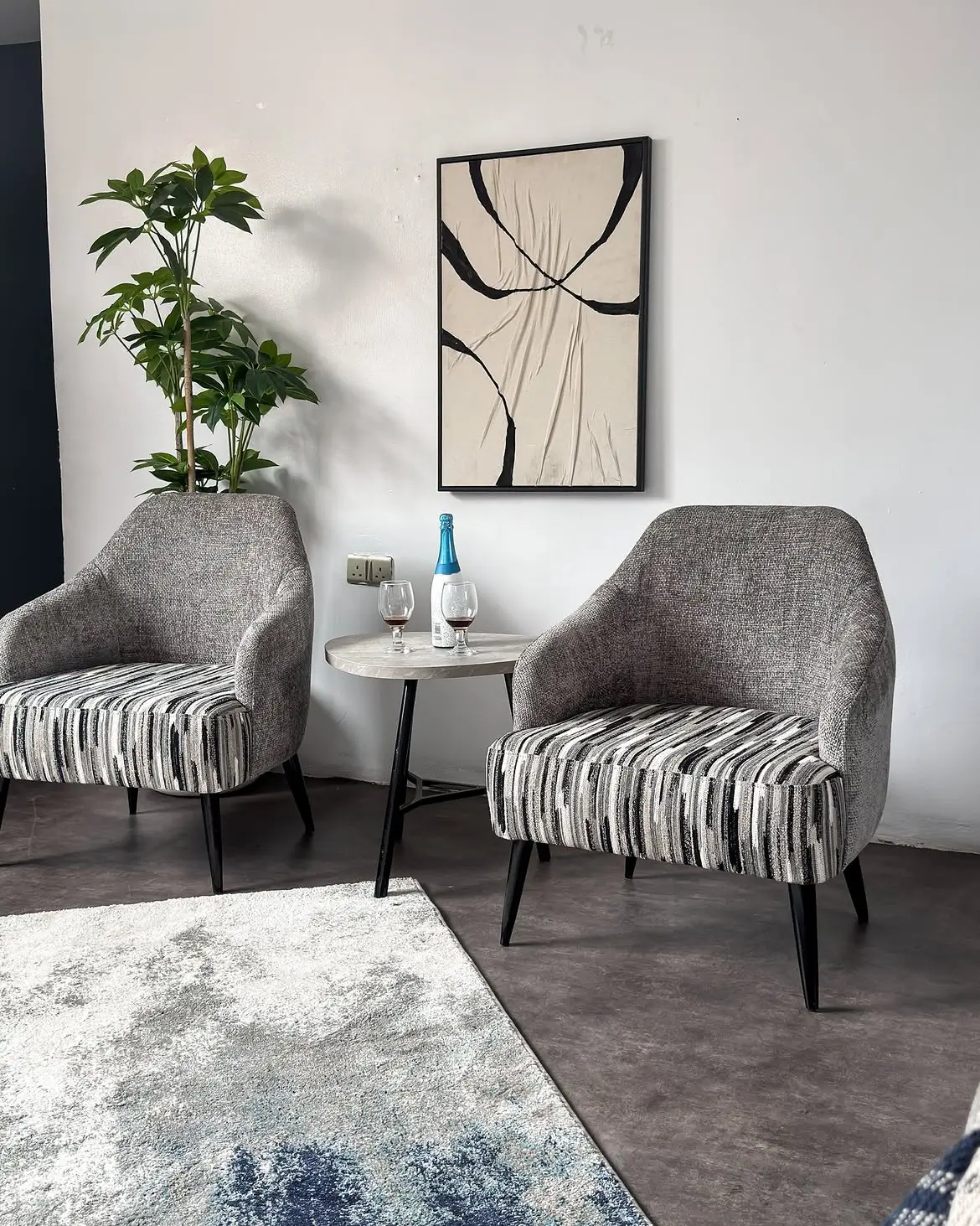 Grey Striped Accent Chair Kenya - Image 3