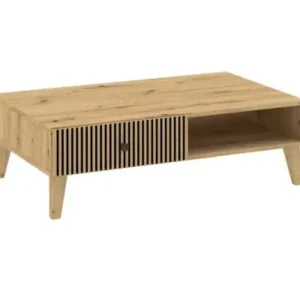 Hewitt Artisan oak storage coffee table with slatted drawer and open shelf