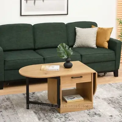 IZAK Extendable Storage Coffee Table Oak & Black Kenya - Image 2