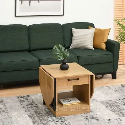 IZAK Extendable Storage Coffee Table Oak & Black Kenya - Image 3