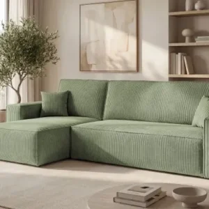 Karola Mini light green left-hand sectional sofa