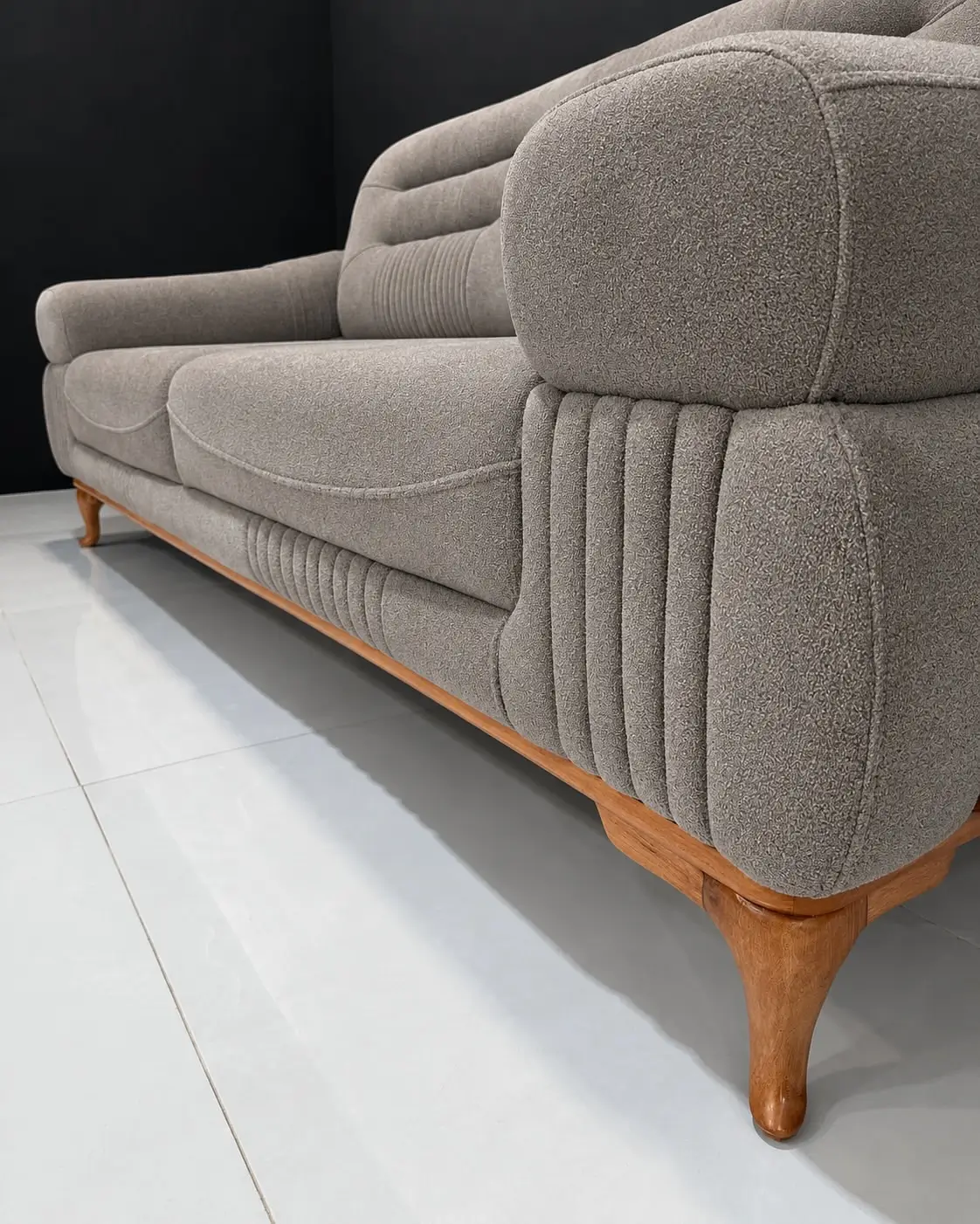 Light Grey Ribbed 5 Seater Sofa Kenya - Image 2