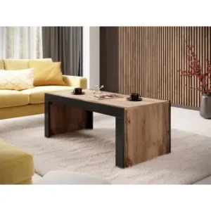 LINARES rectangular coffee table in Wotan oak décor with black and brown finish