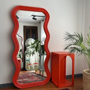 Red wavy full-length mirror with layered frame in Kenya