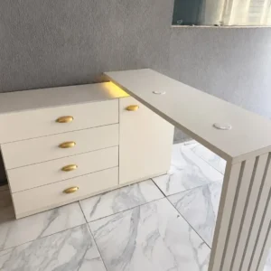 Return office desk with four drawers cabinet and slatted end in Kenya