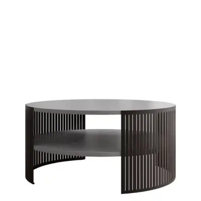 REXIO Round Storage Coffee Table Grey & Black Kenya - Image 2