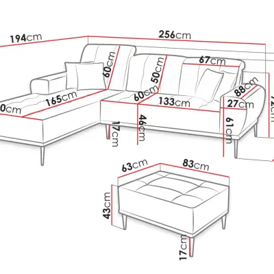 RURI Beige Left-Corner Sofa with Ottoman Kenya - Image 2