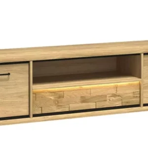 SUCRE 2 wood-look TV cabinet with open shelf and LED lighting