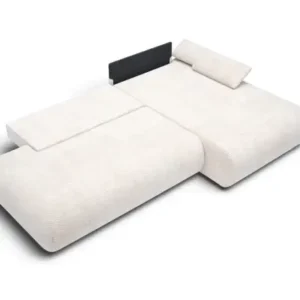 SURREY 1 beige rounded corner sofa with chaise and loose cushions