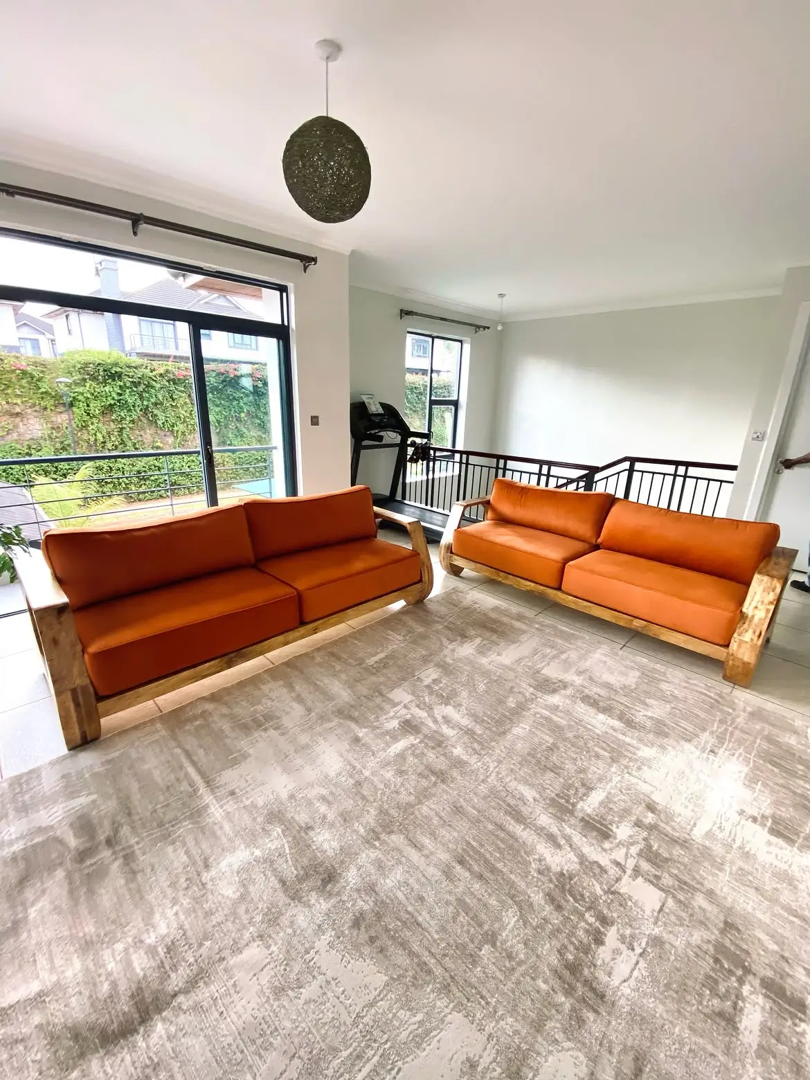 Terracotta Wood-Frame Sofa with Sculptural Arms | Kenya - Image 2