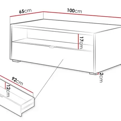 TROUTDALE Oak-Look Coffee Table with Drawer Kenya - Image 3