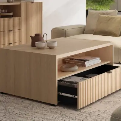 TROUTDALE Oak-Look Coffee Table with Drawer Kenya - Image 2