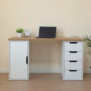 Two-tone laminated office desk with four drawers and cabinet in Kenya