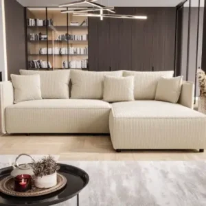 Veloura cream right-hand sleeper sectional sofa