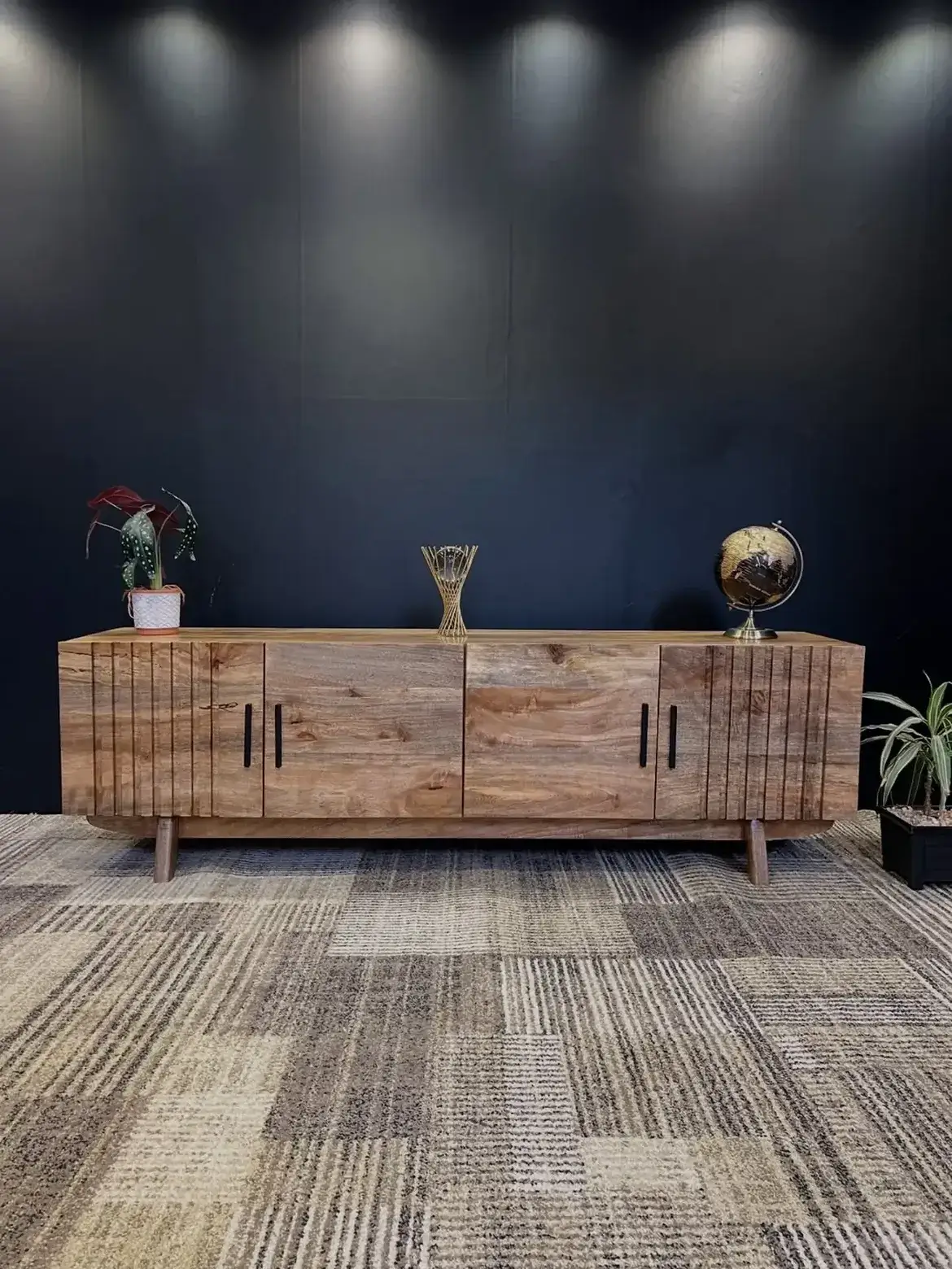Walnut Sideboard Cabinet with Slatted Doors Kenya - Image 3